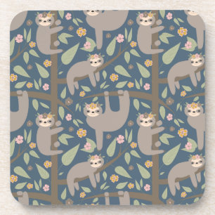 Dessous-de-verre Motif floral mignon de paresse