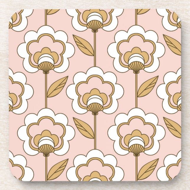 Dessous-de-verre Motif floral moderne de la moitié du siècle (Devant)