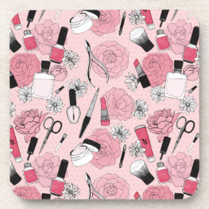 Dessous-de-verre Motif floral rose de produits de beauté