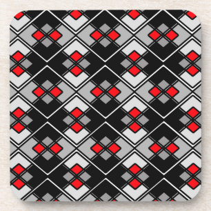 Dessous-de-verre motif géométrique Abstrait - rouge, noir et gris.
