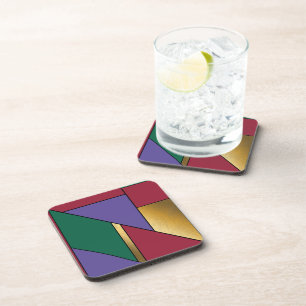 Dessous-de-verre Motif géométrique Gold violet vert rouge