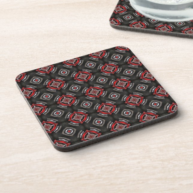 Dessous-de-verre Motif géométrique rouge et noir (Côté gauche)