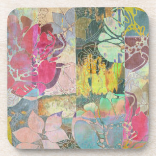 Dessous-de-verre Motif grunge floral d'art