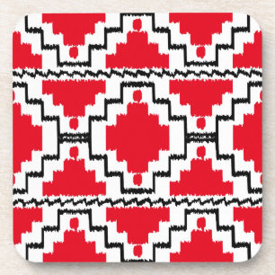 Dessous-de-verre Motif Ikat Aztec - Rouge, Noir et Blanc