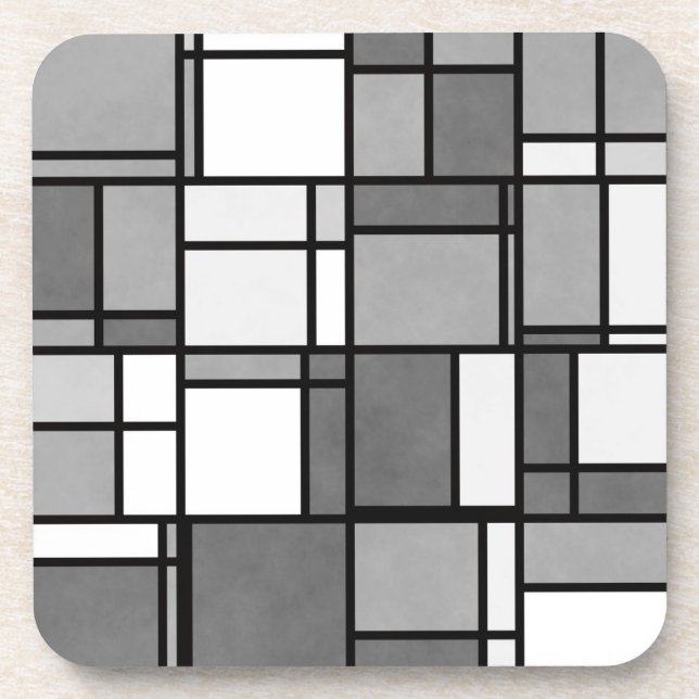 Dessous-de-verre Motif inspiré de plusieurs gris blanc (Devant)