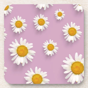 Dessous-de-verre Motif joyeux de marguerite sur fond rose