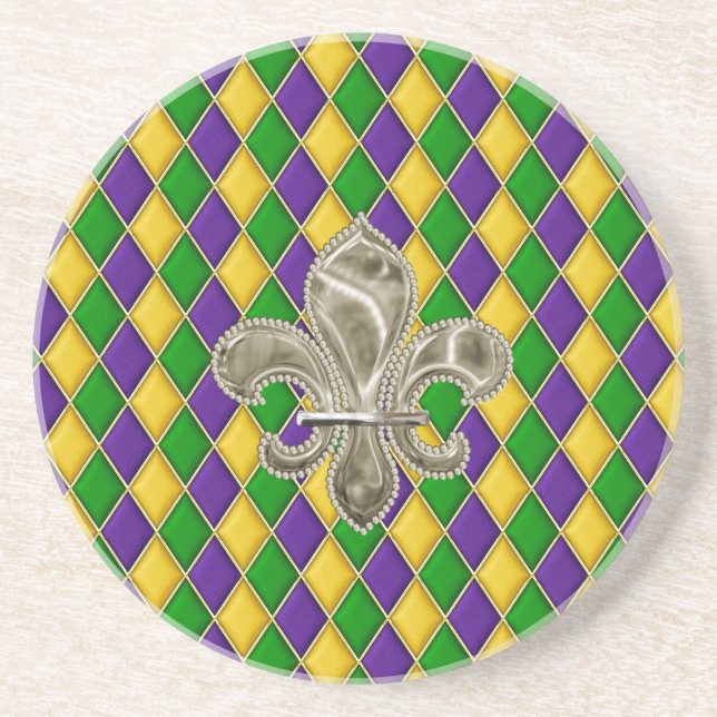 Dessous de verre Motif Mardi Gras Harlequin avec F (Devant)