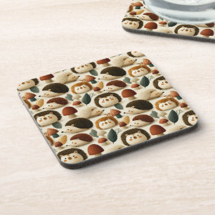 Dessous-de-verre Motif mignon de hérisson et de champignon de la fo