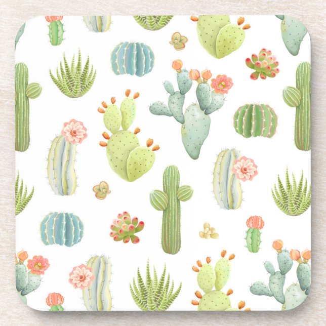 Dessous-de-verre Motif mignon de position de cactus (Devant)