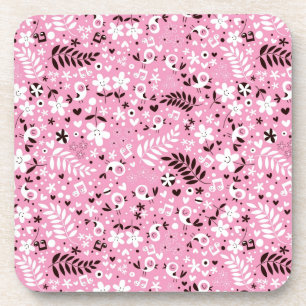 Dessous-de-verre motif mignon de rose d'oiseaux et de fleurs