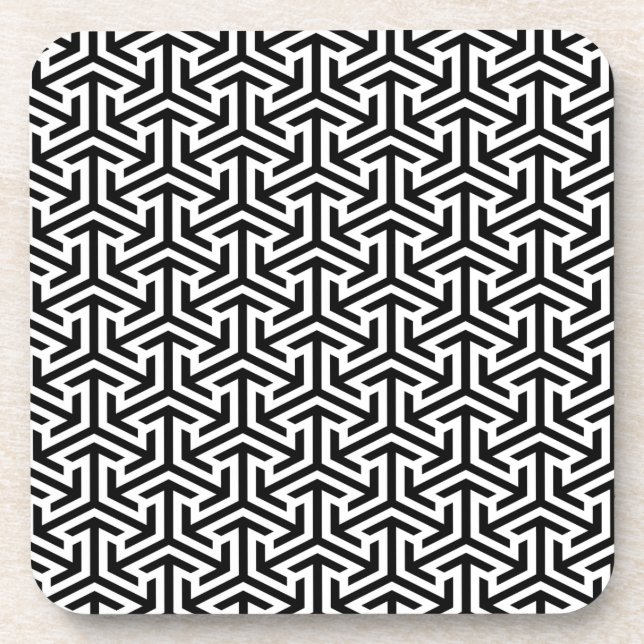 Dessous-de-verre motif moderne géométrique noir et blanc (Devant)