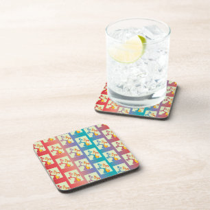 Dessous-de-verre Motif moderne rouge, violet et bleu Tulip Couple