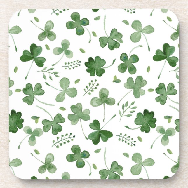 Dessous-de-verre Motif mou de shamrock d'aquarelle (Devant)
