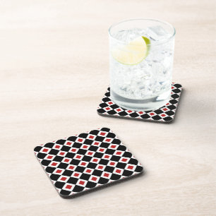 Dessous-de-verre Motif noir, blanc, diamant rouge
