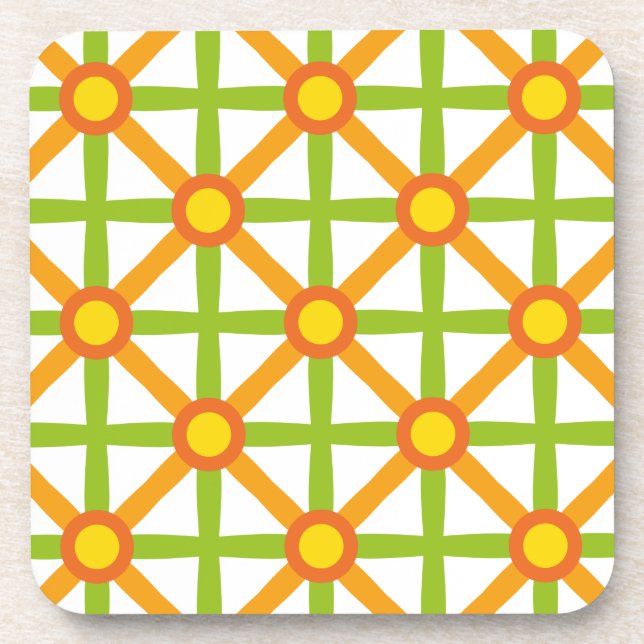 Dessous-de-verre Motif orange et jaune inspiré par Retro (Devant)