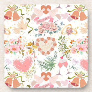Dessous-de-verre motif ornements mariages