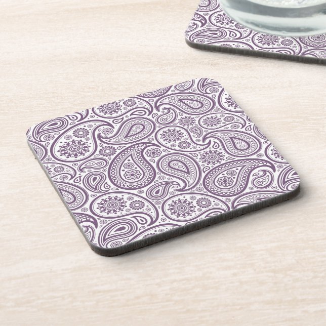 Dessous-de-verre Motif Paisley Vintage violet et blanc (Côté gauche)