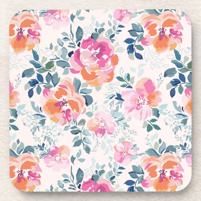 Dessous-de-verre Motif peint de roses (Devant)