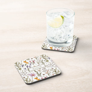 Dessous-de-verre Motif personnalisé de fleurs sauvages aquarelle bo