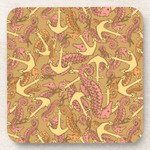 Dessous-de-verre Motif peu précis d'hippocampe et d'Ancre