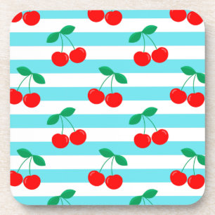 Dessous-de-verre Motif Rayure Cerise – Cadeau & Décoration de Fruit