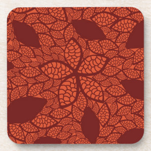 Dessous-de-verre Motif rouge de feuille sur l'orange