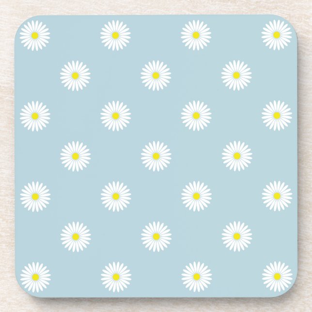 Dessous-de-verre Motif Rpt illustratif de marguerites sur bleu pâle (Devant)