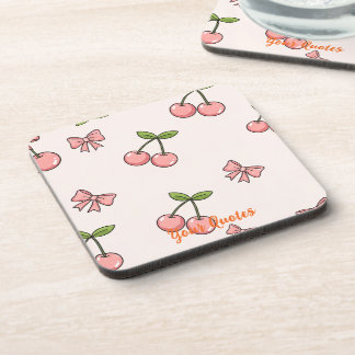 Dessous-de-verre Motif sans couture de cerises roses et de rubans m
