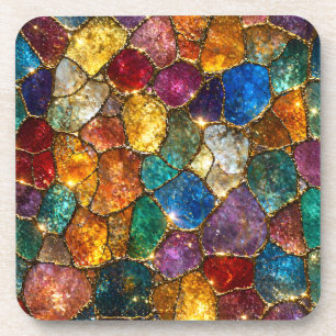 Dessous-de-verre Motif sans couture en mosaïque de cristal coloré d