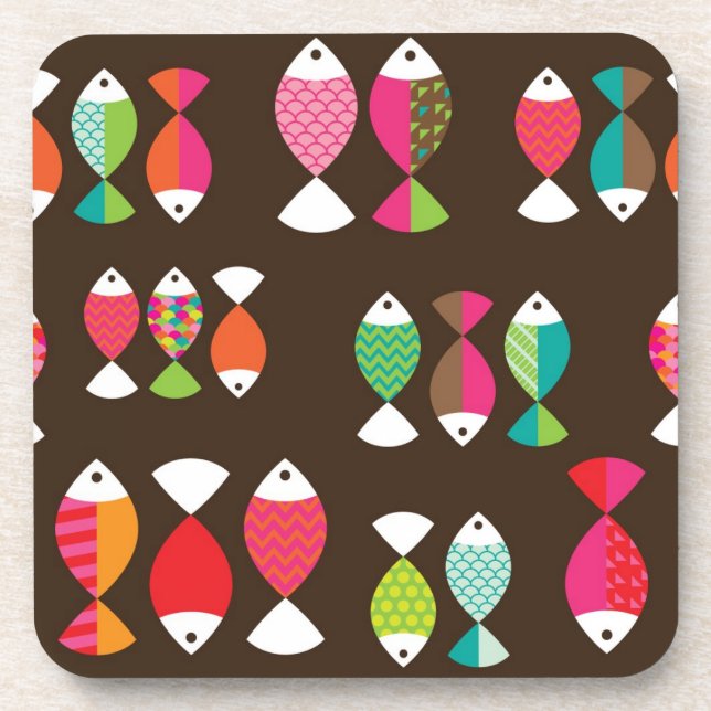 Dessous-de-verre Motif sous-marin 2 de rétros poissons abstraits (Devant)