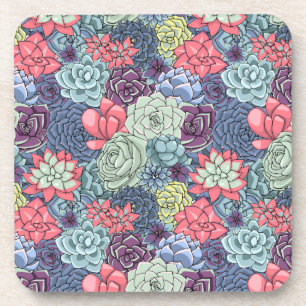 Dessous-de-verre Motif succulent coloré