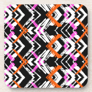 Dessous-de-verre Motif tiré par la main noir, orange, et rose de