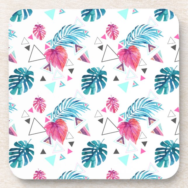 Dessous-de-verre Motif triangulaire de feuilles tropicales (Devant)