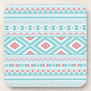 Dessous-de-verre Motif tribal aztèque turquoise et rose