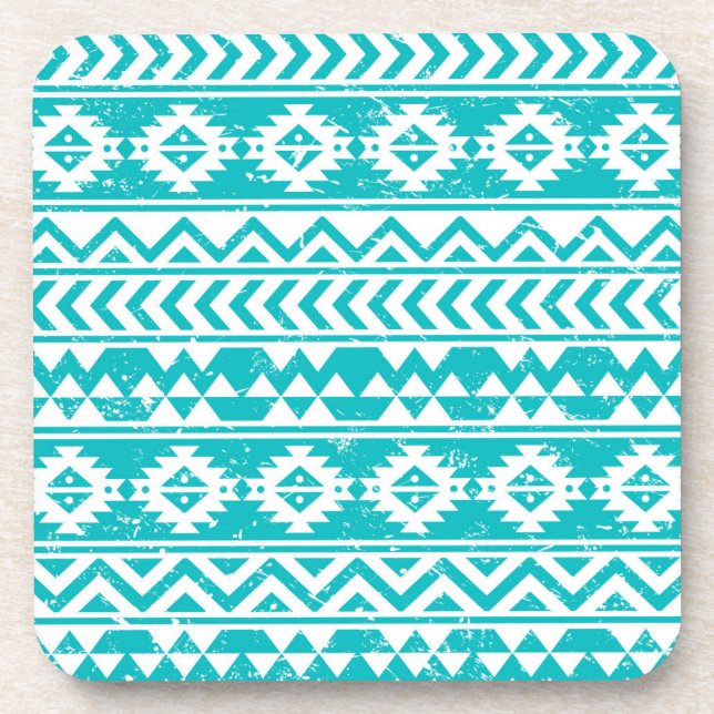Dessous-de-verre Motif tribal Turquoise Grunge Aztec (Devant)