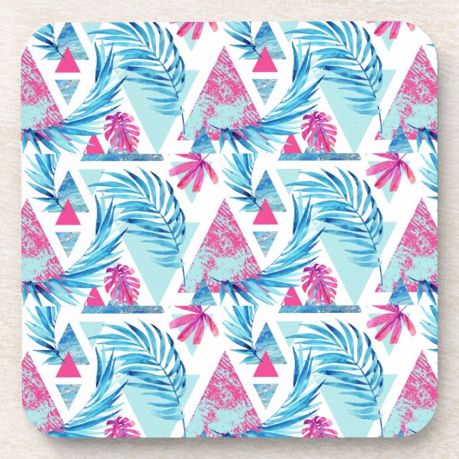Dessous-de-verre Motif tropical de feuille d'aquarelle abstraite (Devant)
