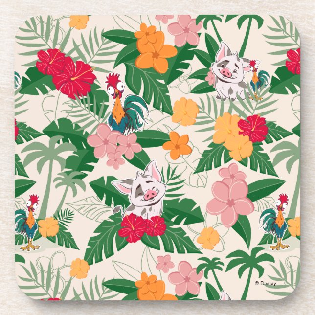 Dessous-de-verre Motif tropical de Pua et Heihei (Devant)