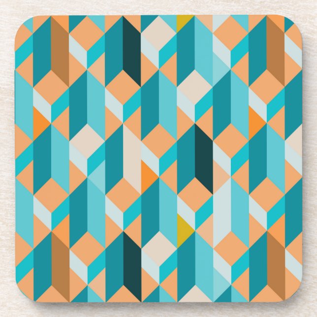 Dessous-de-verre Motif turquoise et orange de formes (Devant)