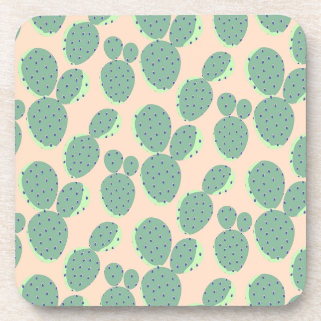 Dessous-de-verre Motif vert et rose de cactus (Devant)