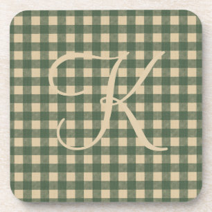Dessous-de-verre Motif vert marron Buffalo Plaid Rustique Campagne
