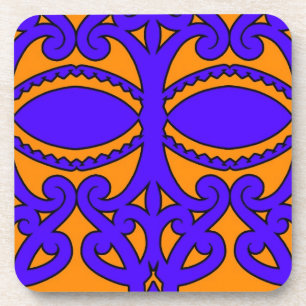 Dessous-de-verre Motifs bleus et oranges colorés de tatouage