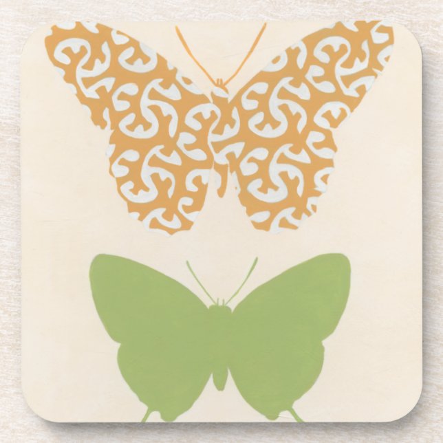 Dessous-de-verre Motifs papillons décoratifs sur Arrière - plan crè (Devant)