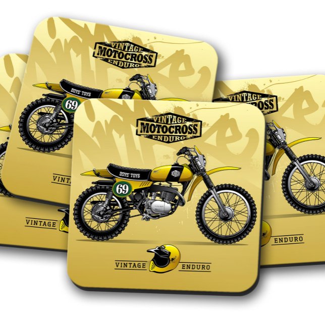 Dessous de verre Motocross jaune | Ensemble de Des (Créateur téléchargé)