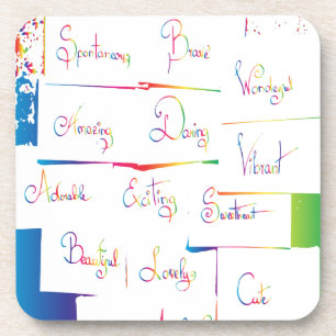 Dessous-de-verre Mots d'inspiration positifs colorés écrits à la ma