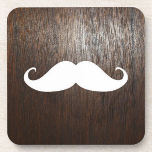 Dessous-de-verre Moustache blanche drôle sur l'arrière - plan en