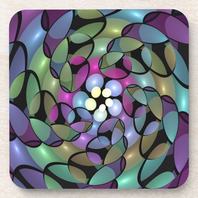 Dessous-de-verre Mouvements colorés Abstrait Trippy Fractal Art (Devant)
