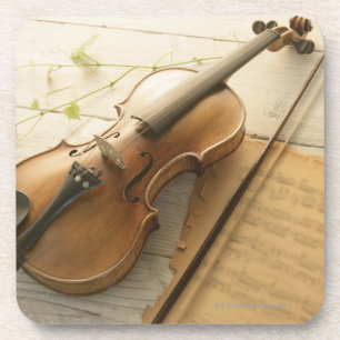 Dessous-de-verre Musique de violon et de feuille