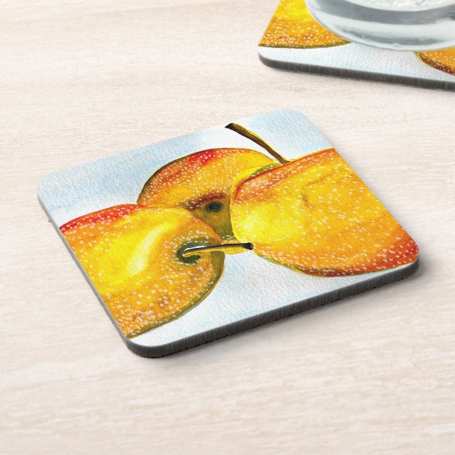 Dessous-de-verre Nashi poires jaune aquarelle fruit (Côté gauche)