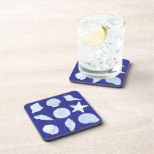 nautical blue coasters with seashells