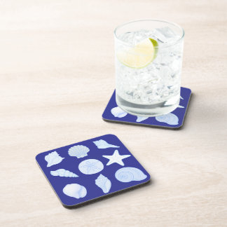 Dessous-de-verre nautical blue coasters with seashells